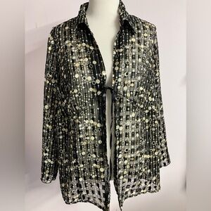 Women’s Sheer Lightweight Top/Jacket, Black/Gold/Metallic, 18-20W, Studio 1940